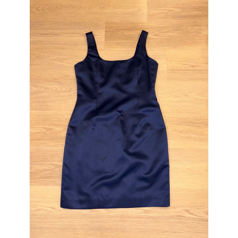 Jones New York dress navy blue tank satin sheath dress size 10